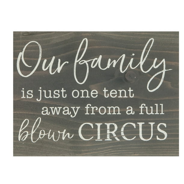 P Graham Dunn Our Family Tent Full Blown Circus Grey 7.25 x 5.5 Solid Wood Barnhouse Block Sign 